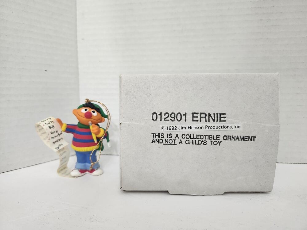 1992 Grolier Ernie Sesame Street Christmas Ornament Jim Henson Vintage Boxed